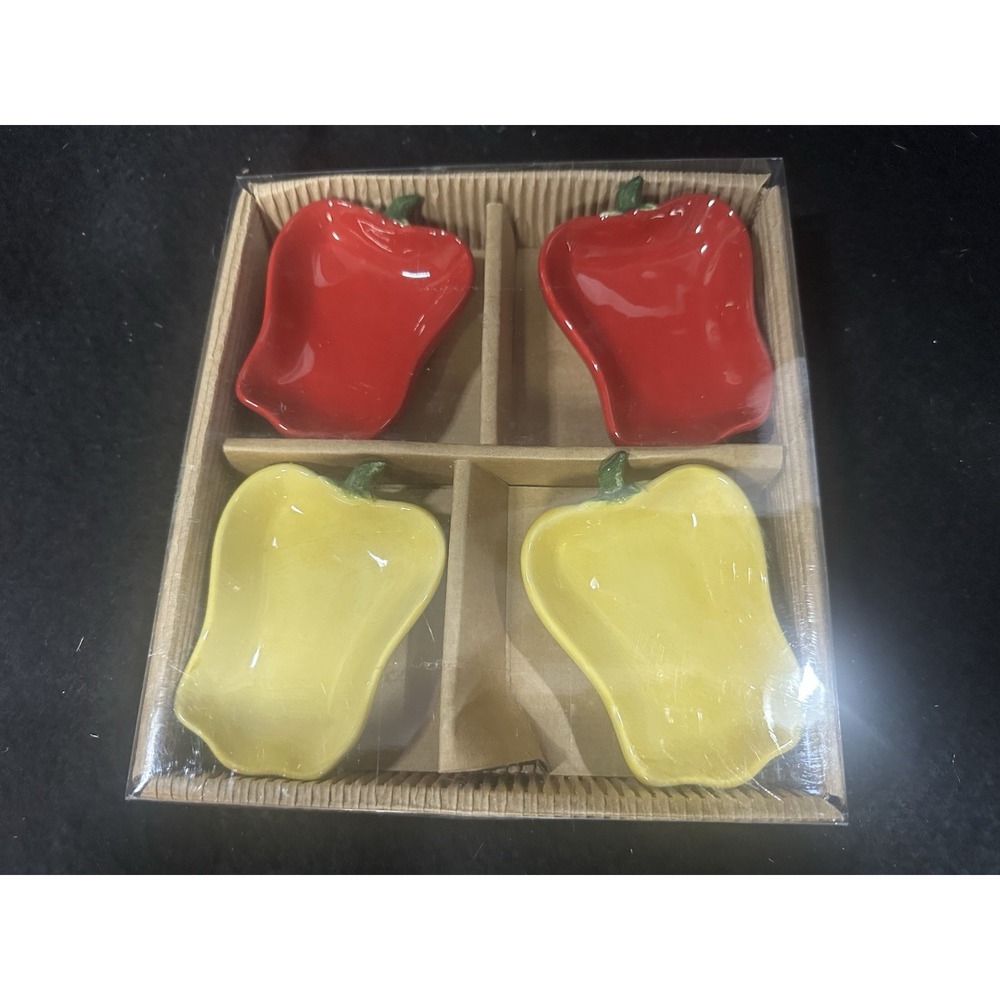 Set of 4 Harry and David Red and Yellow Bell Peppers Dipper Bowls
